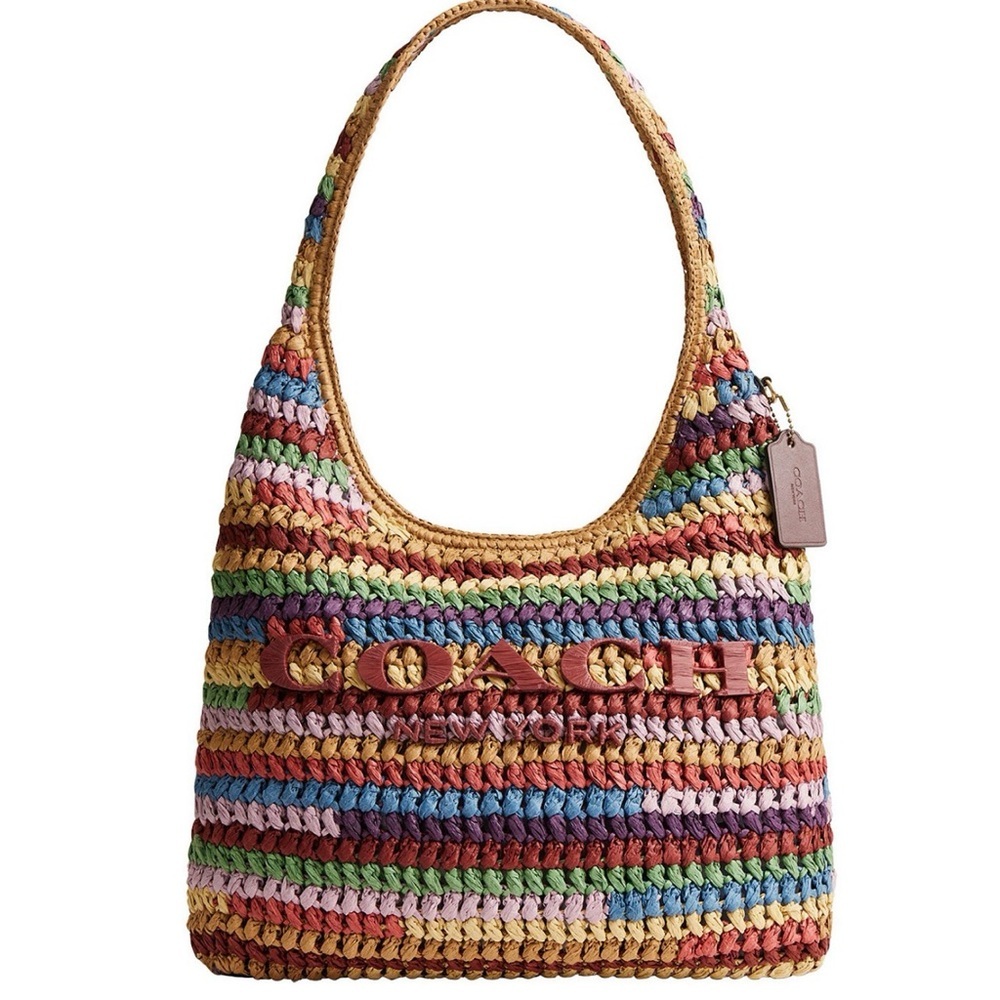 Coach Brooklyn Large Multi Straw Shoulder Bag 34 - Picture 1 of 6